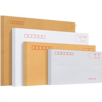 Heavyweight Kraft Paper White Envelope Multi-Size Double Adhesive Yellow-White Print Standard Post