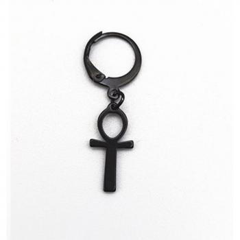 Black Stainless Steel Punk Cross Earrings