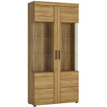 Furniture To Go Cortina Tall Wide 2 Door Glazed Display Cabinet, Melamine, 928 x 1950 x 374 mm