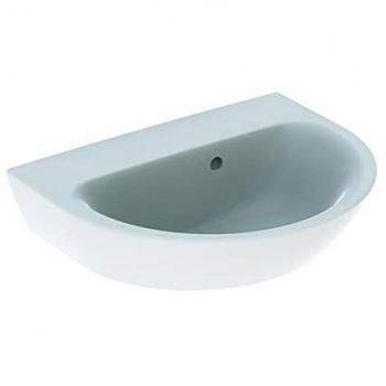 Keramag Geberit Renova Handwaschbecken, 50 cm, weiß, ohne Hahnloch, asymmetrischer Überlauf