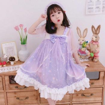 Purple Floral Sleeveless Lolita Dress for Girls