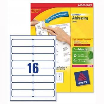 Avery Self-Adhesive Address Labels, 99.1 X 33.9mm, 16 Labels per A4 Sheet, 8000 Labels Per Box - AV00843