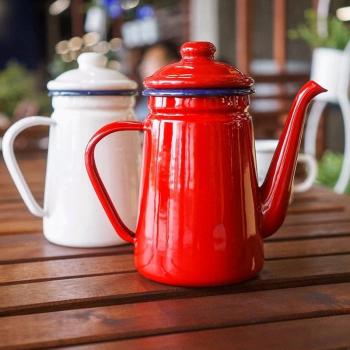 Rot‑emailierter Kaffee- und Teekessel 1,1 L