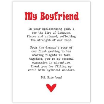 Artery8 Nerd Boyfriend Love Poem Role Play Game Romantic Canvas – White Frame (12x16 inches)