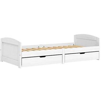 Sofa-lit IRUN blanc 90x200 cm avec 2 tiroirs
