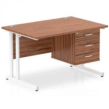 Impulse 1200 Rectangle White Cant Leg Desk Walnut 1 x 3 - MI001931
