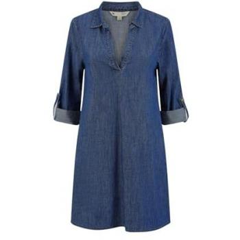 Blue Chambray Cotton Tunic With Pockets