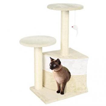 Wiltec Kratzbaum Beige 71 cm – Kletter- & Kratzhaus für Katzen