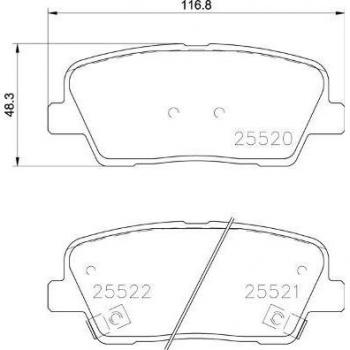 BREMBO P30104 Low-Met Rear Disc Brake Pad Set for KIA
