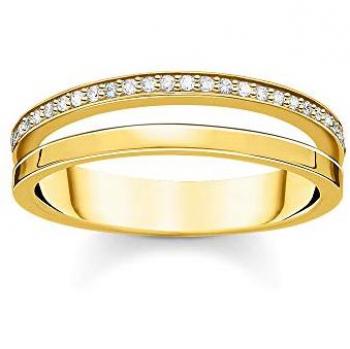 Thomas Sabo Sterling Silver Yellow Gold Zirconia Pave Ring