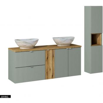 Meubles sous vasque Otitec - 140 cm - avec plan et colonne - roseau