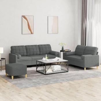 Suite Comfort Urbano – Divani 3 pezzi con cuscini grigi scuri