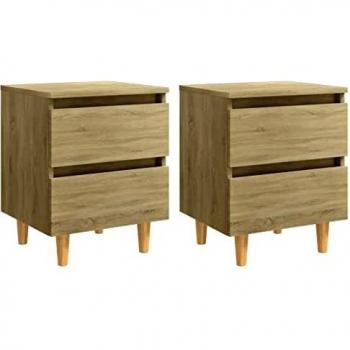 Vidaxl Bed Cabinets with Solid Pinewood Legs 2 pcs Sonoma Oak 40x35x50 cm