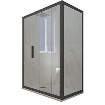 Forte Eck-Duschkabine mit PVC‑Rahmen, 90×100 cm, Anthrazit