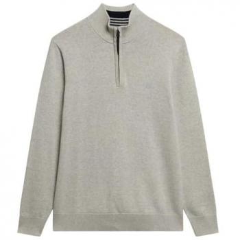 Jersey Essentials half zip de Superdry para hombre en algodón gris XL