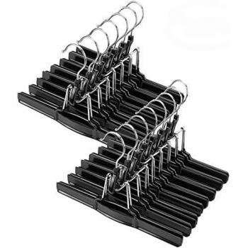 Tebery Non-Slip Trouser Hangers (Pack of 15), Rotatable Skirt Hanger - Black