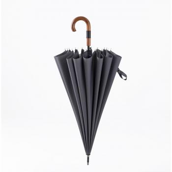 Windproof Large Wooden Golf Umbrella with 16 Ribs and Long Japanese Handle, 120cm, Clear for Men and Women