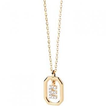 Collar Mini Letra E de Plata 925 con Circonitas Blancas para Mujer