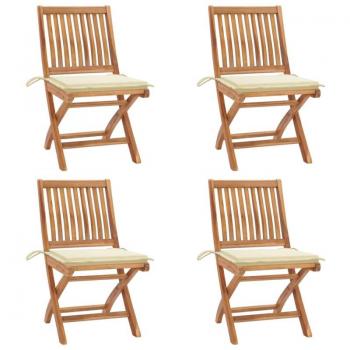 Klappbare Gartenstühle Mit Kissen 4 Stk. Massivholz Teak