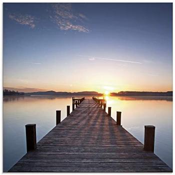Artland Glasbild Sonnenuntergang über dem Wasser