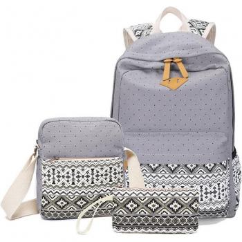 DIOMO Canvas School Backpack Set for Girls