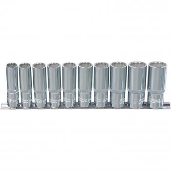 Set bussole poligonali 1/4 CHROMEplus, 10 pezzi lunghi (4‑13 mm)
