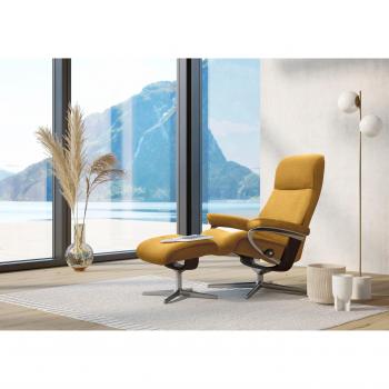 Stressless® Relaxsessel »View« Set mit Hocker, Cross Base, Größen S, M & L, Holzfarbe Braun