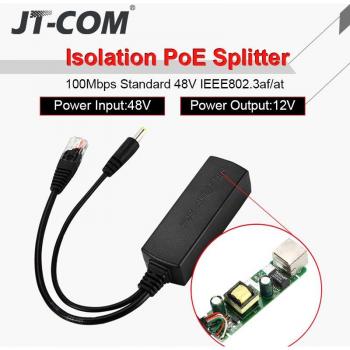 Injecteur d’extension PoE 48V→12V (IEEE802.3af/at) compatible diviseurs Hikvision
