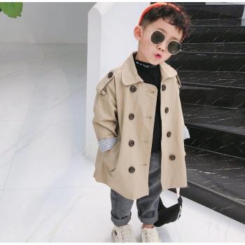 Kids Loose Striped Patchwork Long Coat