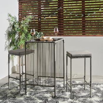 OHS Amalfi Garden Patio Table with 4 Bar Stools – Grey