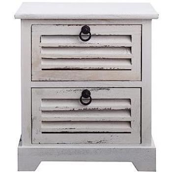 MOBILI REBECCA Rebecca Mobili Comodino Mobiletto 2 Cassetti legno Bianco Retrò Vintage 45x42x29