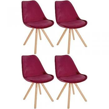 Set di 4 sedie Sofia Velvet bordeaux