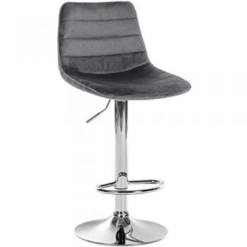 Sgabello da bar Lex in velluto grigio scuro