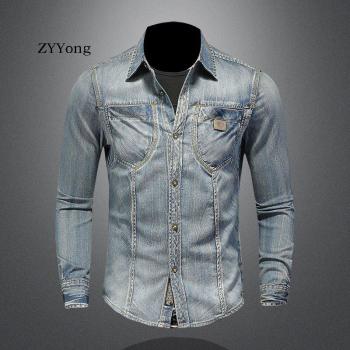 ZYYong Slim Fit Lange Mouwen Denim Jas voor Heren