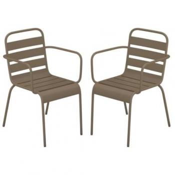 Sedie outdoor in metallo Tortora impilabili – set di 2