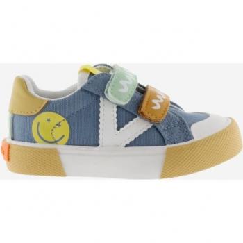 Baskets Victoria Tribu multicolores avec scratchs et motifs smileys BLEU 35