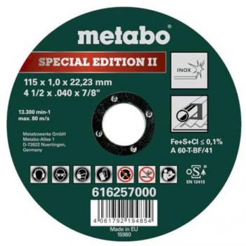 Metabo SEII 115‑mm Trennschleifer mit 1,0 mm Dicke – Edelstahl – Gerade Scheibe