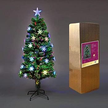4Ft Snowflakes Fibre Optic Christmas Tree LED Pre-Lit