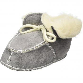 Playshoes Unisex Baby Lammfell-Optik Krabbelschuhe grau 33, 16/17 EU