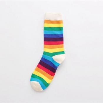Rainbow Cotton Mid-Sleeve Socks for Women