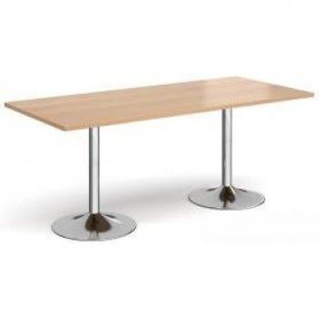 Dams Genoa Rectangle Dining Table – Chrome Trumpet Base, 1800mm × 800mm (Beech)