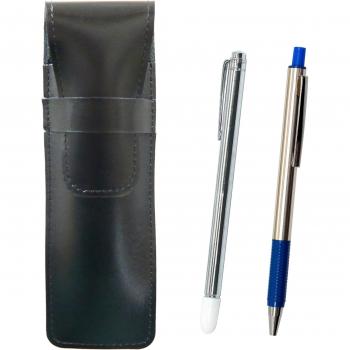 Set de escritura en piel de vaca con bolígrafo azul FB325