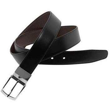 Leyva - Cinturón de piel marrón oscuro reversible para hombre