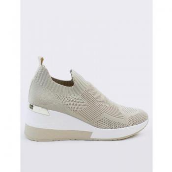 Zapatilla Xti Mujer Beige Calcetín Cuña Tejido Elástico
