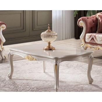 Eleganter Barock Wohnzimmertisch in Weiß und Gold