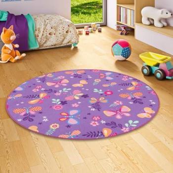 Snapstyle Kinderflugteppich Schmetterlingsrunde – 160 × 160 cm