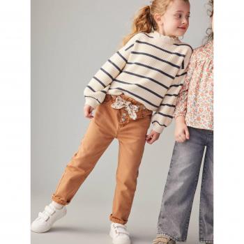 Pantalón Floral Paperbag con Cinturón para Niña