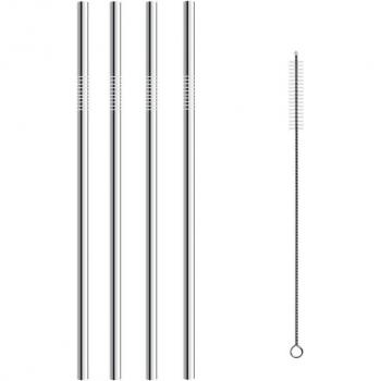 Pajita Gourmet Metal 304 – Set de 4 con Cepillo Limpieza