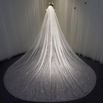 Voile de Mariage Brillant Perles Paillettes 1,5×3 m – Bling Bling