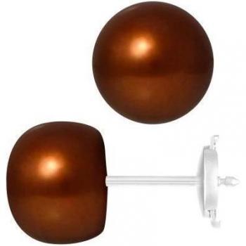 Pendientes PERLINEA - Perlas Genuinas Chocolate 9-10 mm